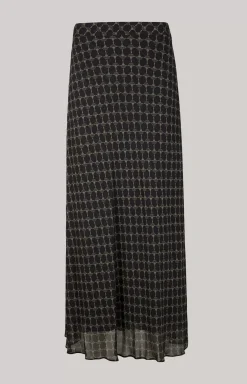 Viscose Skirt in a Black/Beige Pattern