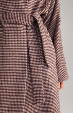 Wool Blend Coat in Ecru/Purple