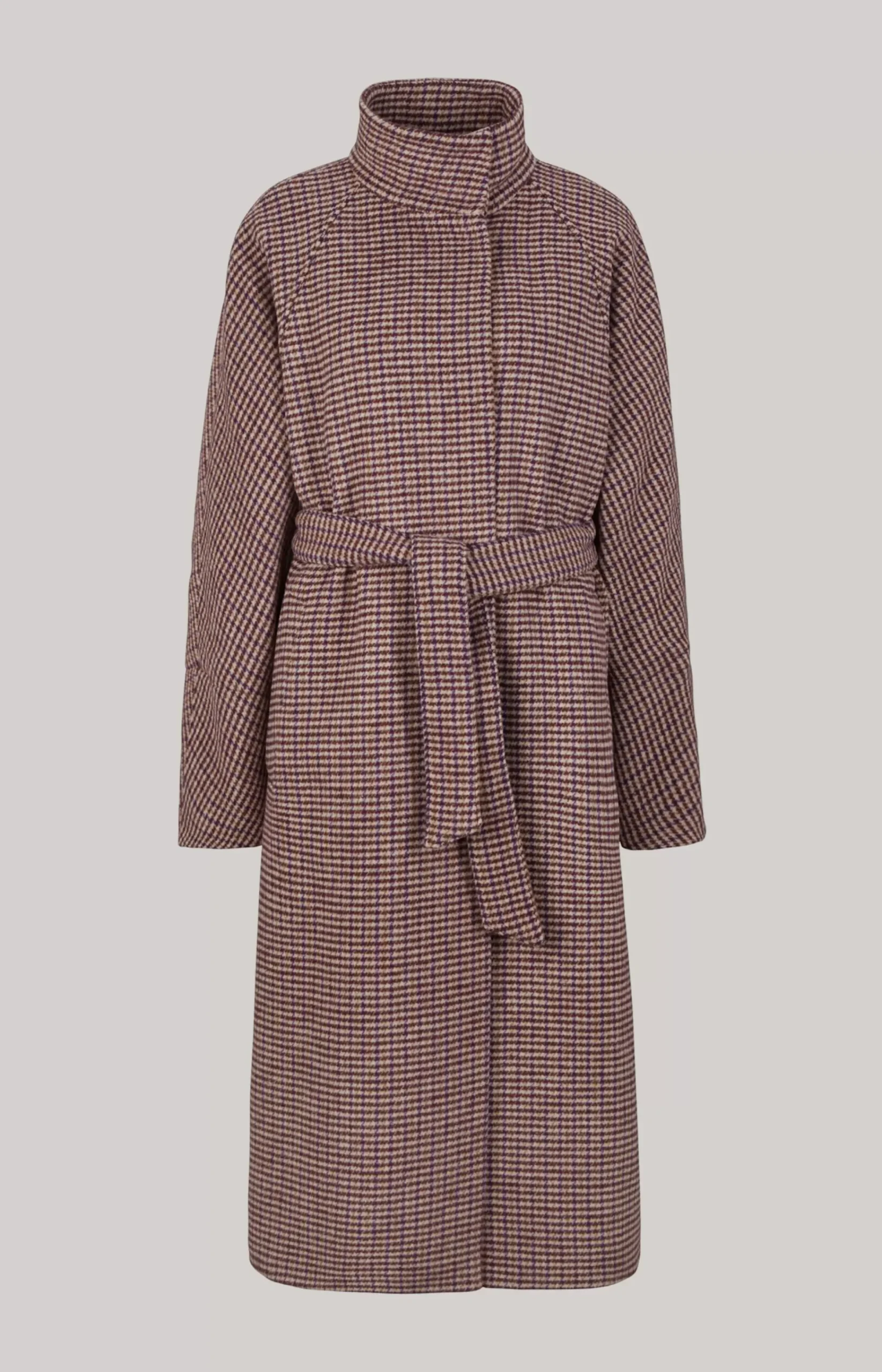 Wool Blend Coat in Ecru/Purple