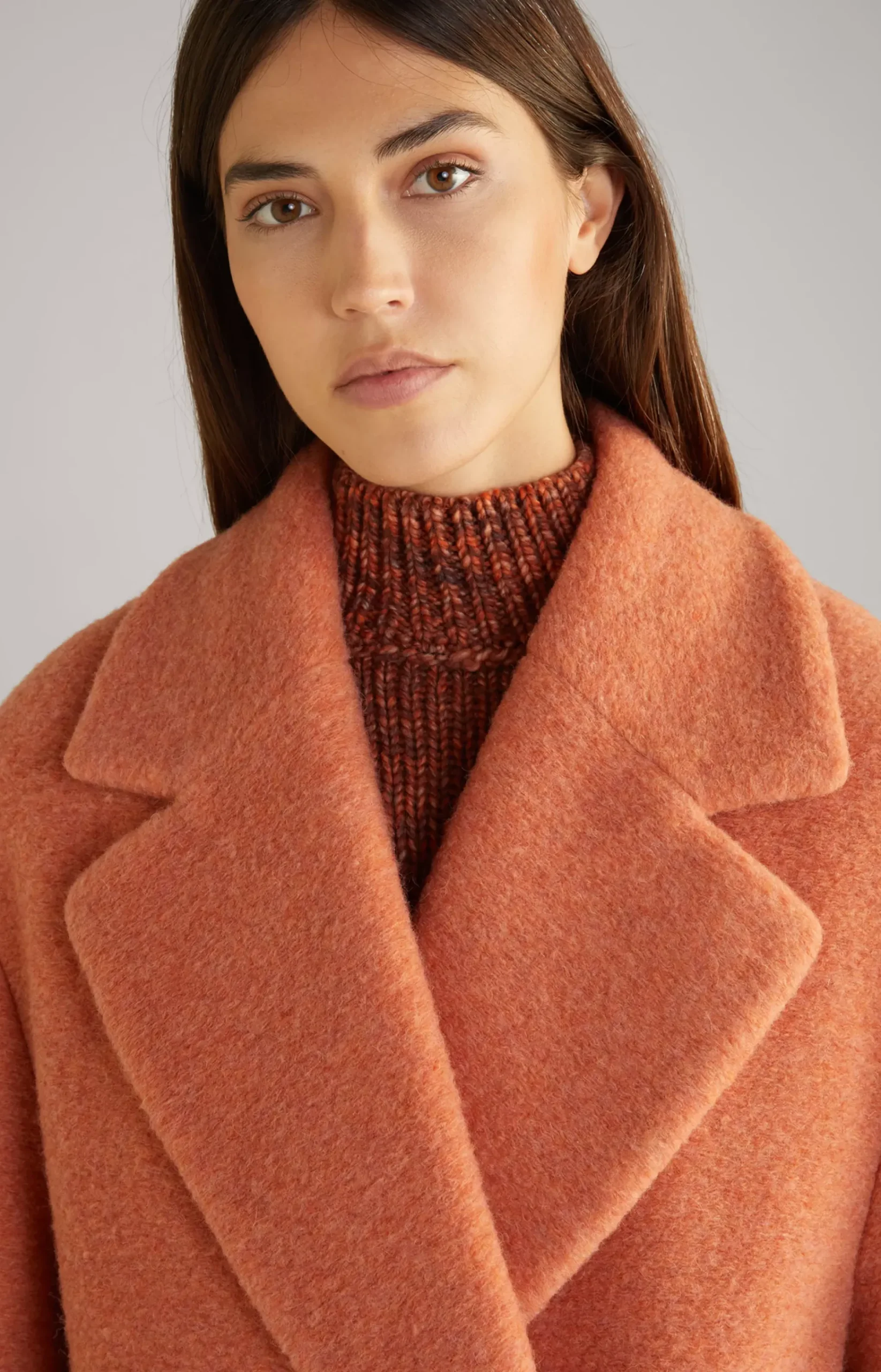Wool Blend Coat in Terracotta