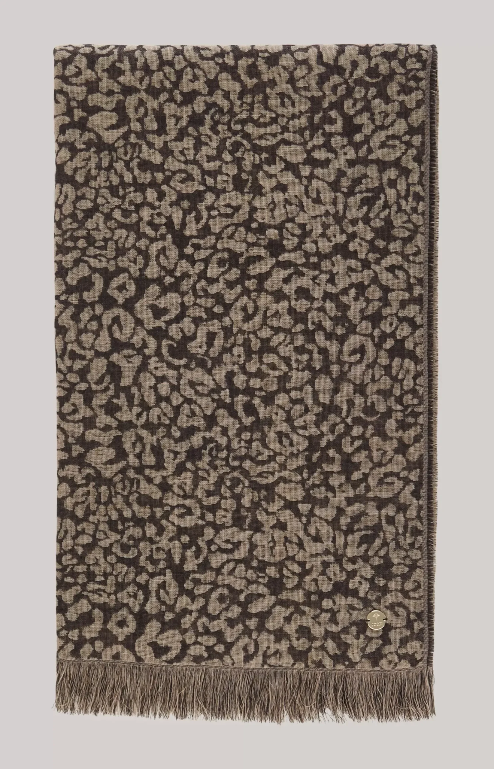 Wool Jacquard Scarf in Beige/Black