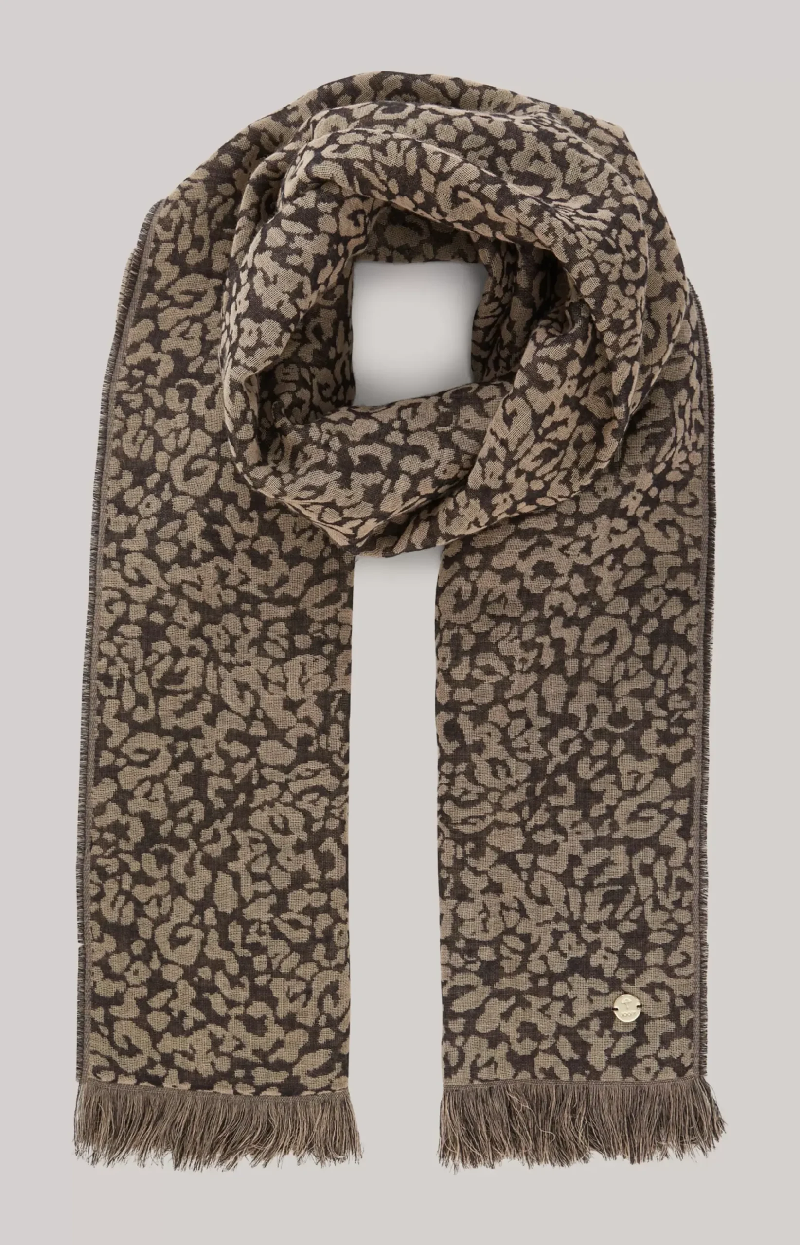 Wool Jacquard Scarf in Beige/Black