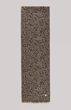 Wool Jacquard Scarf in Beige/Black