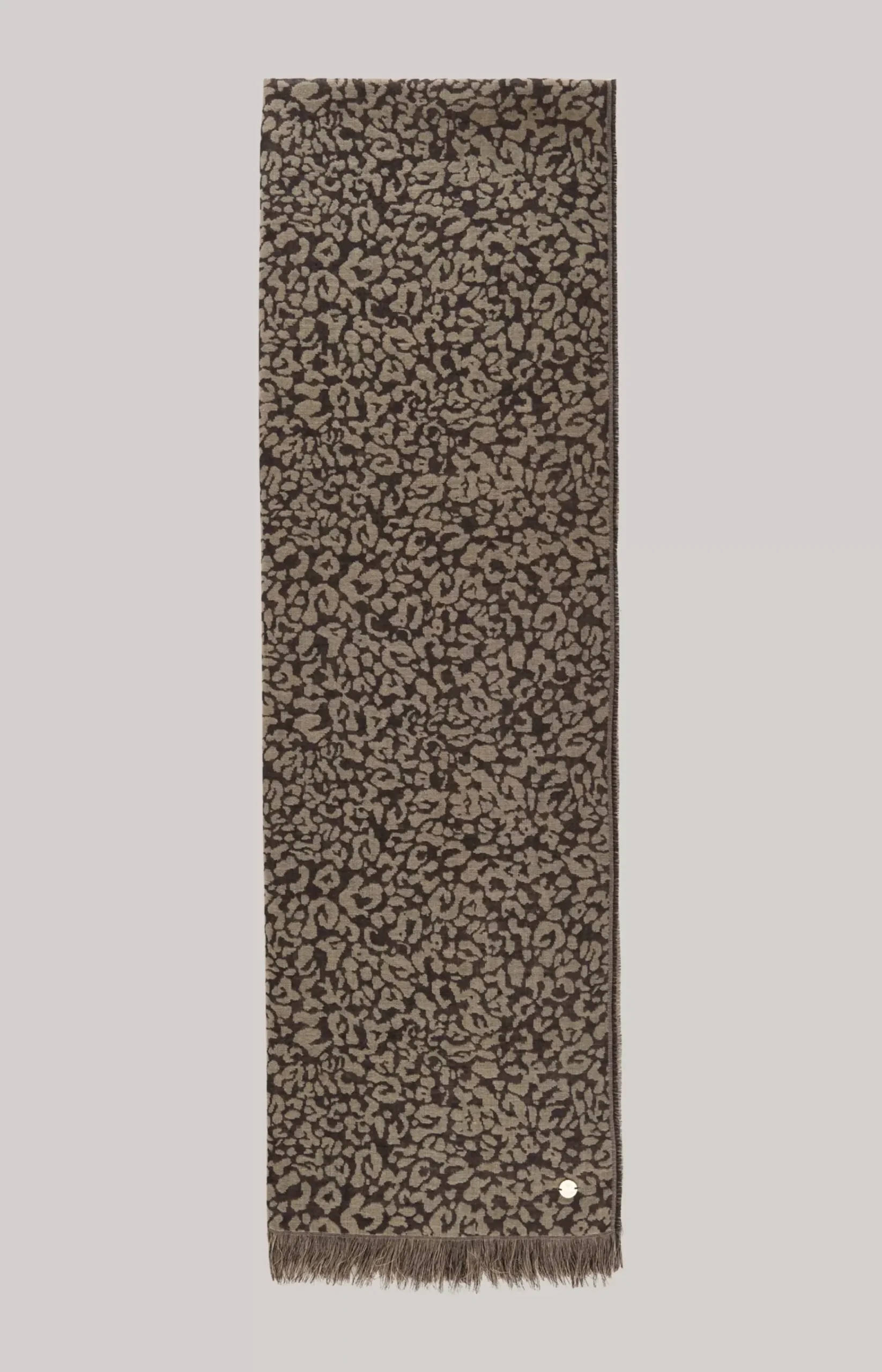 Wool Jacquard Scarf in Beige/Black