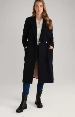 Wool Mix Coat in Dark Blue