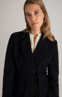 Wool Mix Coat in Dark Blue