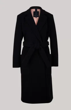 Wool Mix Coat in Dark Blue