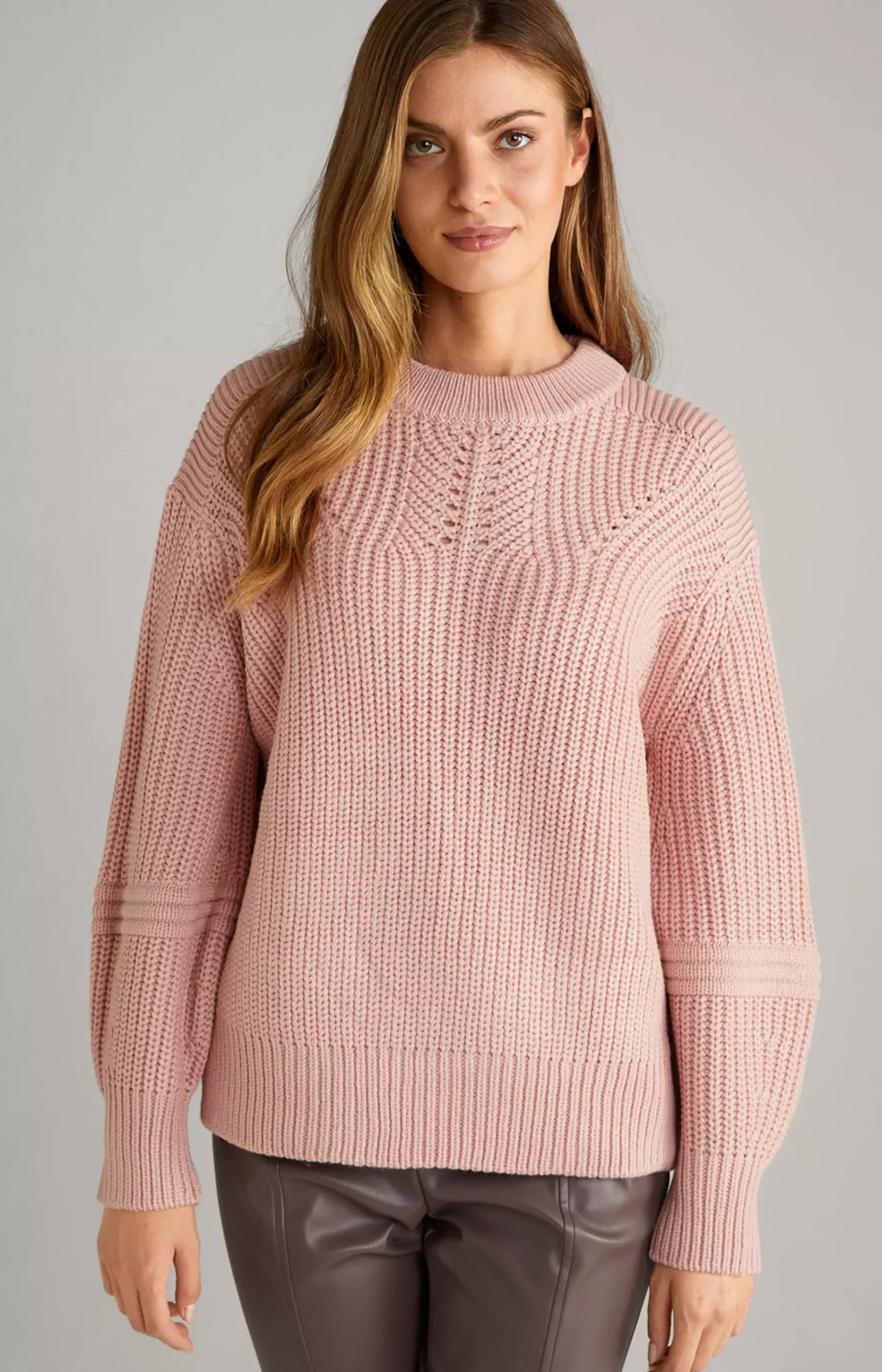 Wool Mix Knitted Pullover in Dark Rosé