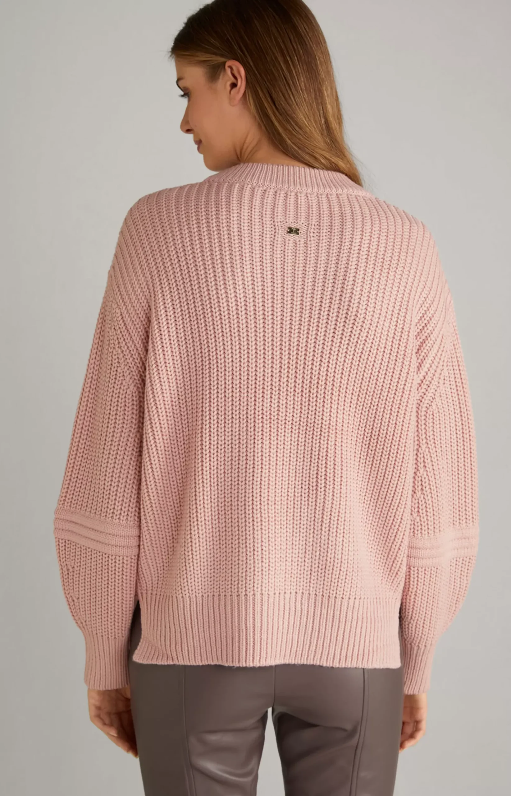 Wool Mix Knitted Pullover in Dark Rosé